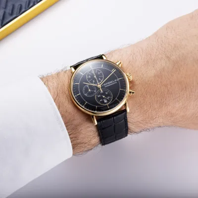 Montre "INSPIRATION" – Chronophage – Doré & Cuir Noir