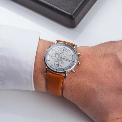 Montre "INSPIRATION" – Chronophage – Acier & Cuir Camel
