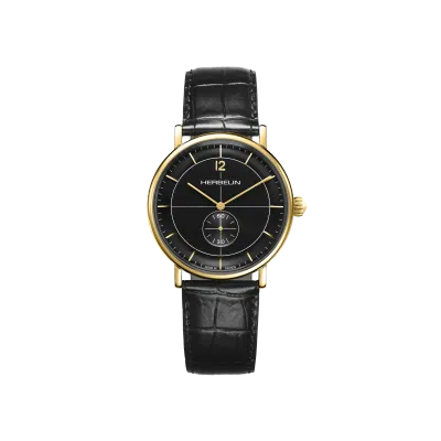 Montre "INSPIRATION" – Petite Seconde – Cuir Noir