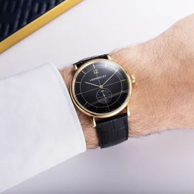 Montre "INSPIRATION" – Petite Seconde – Cuir Noir