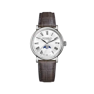 Montre "INSPIRATION" – Phase De Lune – Acier & Cuir