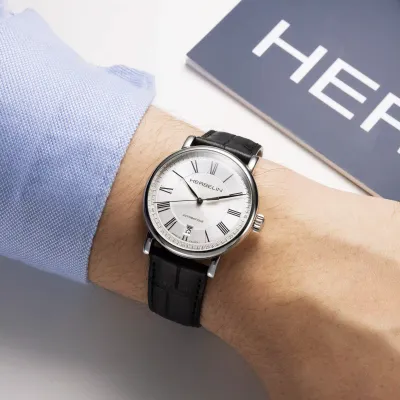 Montre "INSPIRATION" – Automatique – Acier & Cuir Noir