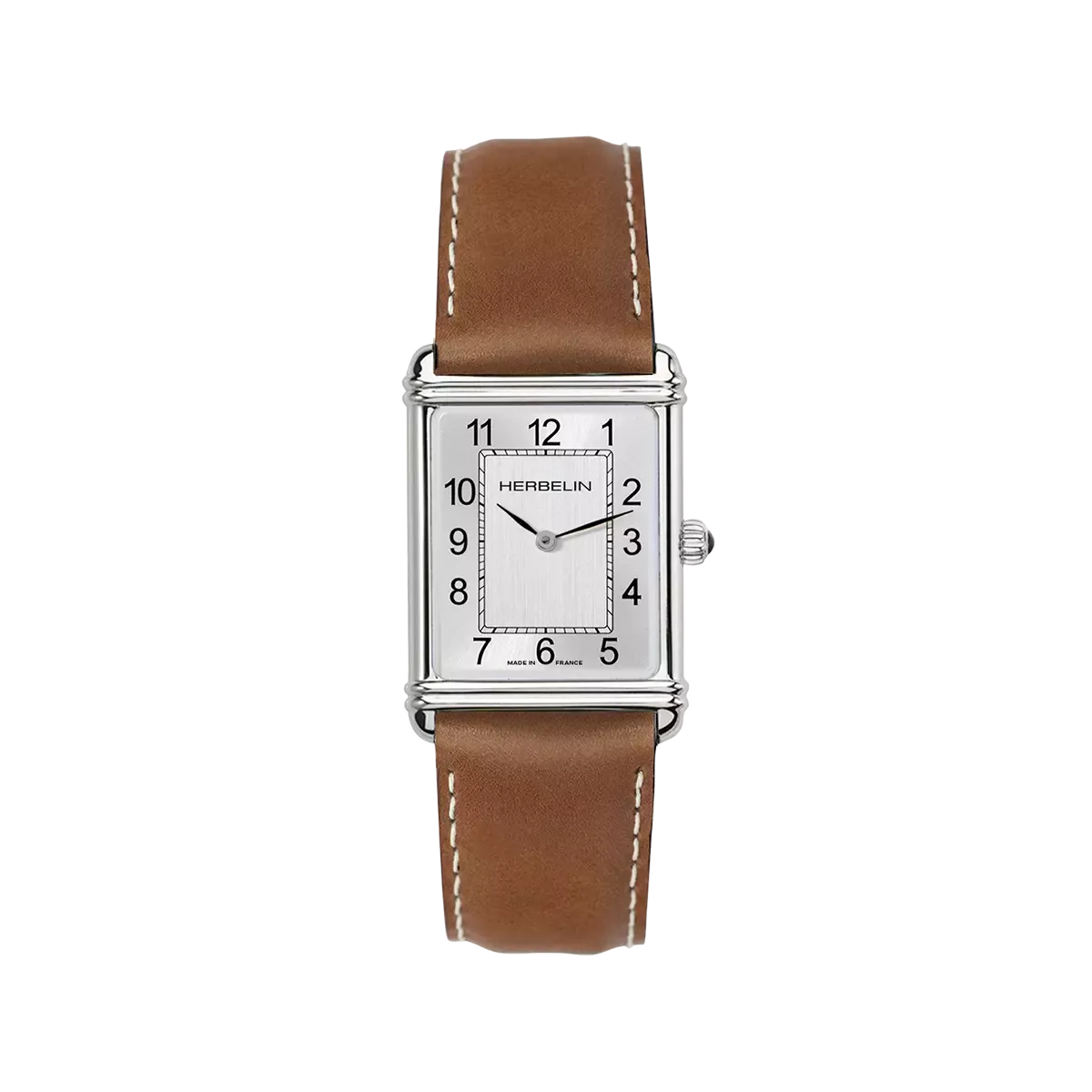 Montre "ART DÉCO" – Petite Seconde – Acier & Cuir Brun