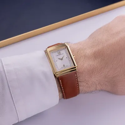 Montre "ART DÉCO" – 1925'S – PVD Or Jaune & Cuir