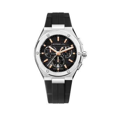 Montre "CAP CAMARAT" – Chronophage – Acier & FKM Noir