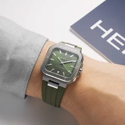 Montre "CAP CAMARAT" – Square Automatique – Kaki & Acier