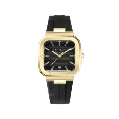 Montre "CAP CAMARAT" – Square Quartz  – Noir & Acier PVD Or 1N