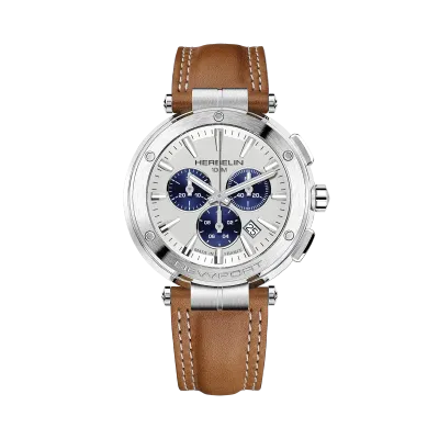 Montre "NEWPORT" - Chronophage -  Acier & Cuir Camel