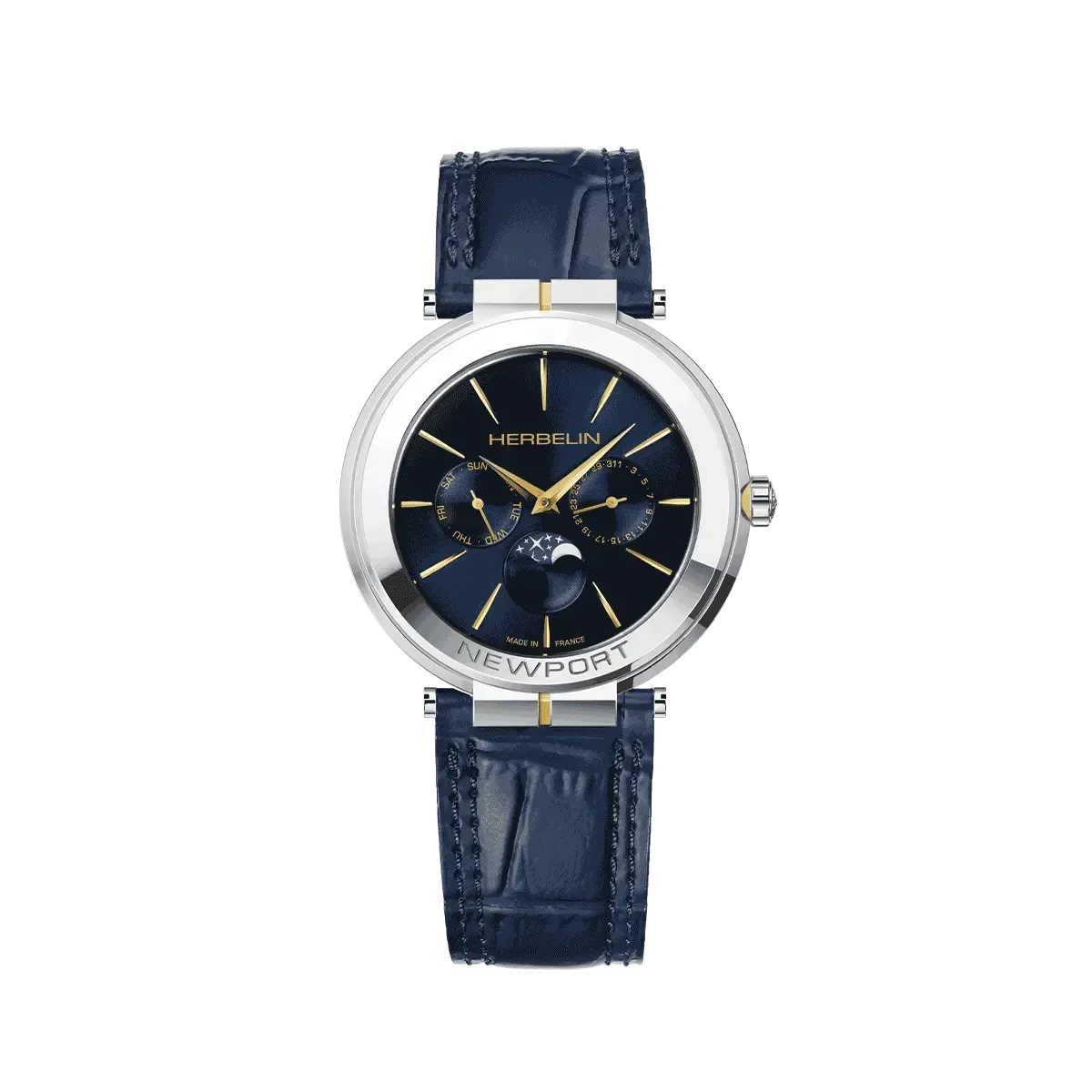 Montre "NEWPORT" – Slim Phase De Lune – Bicolore & Cuir