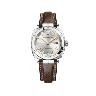 Montre "NEWPORT" – Héritage Automatique – Acier & Cuir Brun