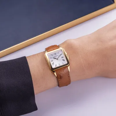 Montre LUNA - Quartz - Doré & Cuir Camel