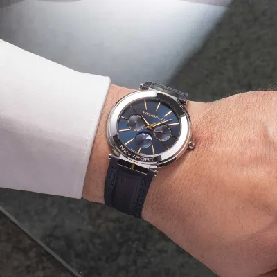 Montre "NEWPORT" – Slim Phase De Lune – Bicolore & Cuir
