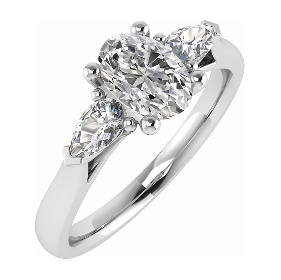 Bague Centre Ovale & Cotés Poire