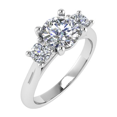 Bague Centre Rond & 2 Diamant