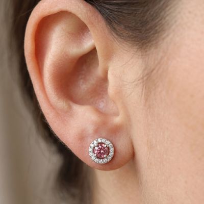 Boucles D’Oreilles Puces - Tourmaline Rose De Namibie