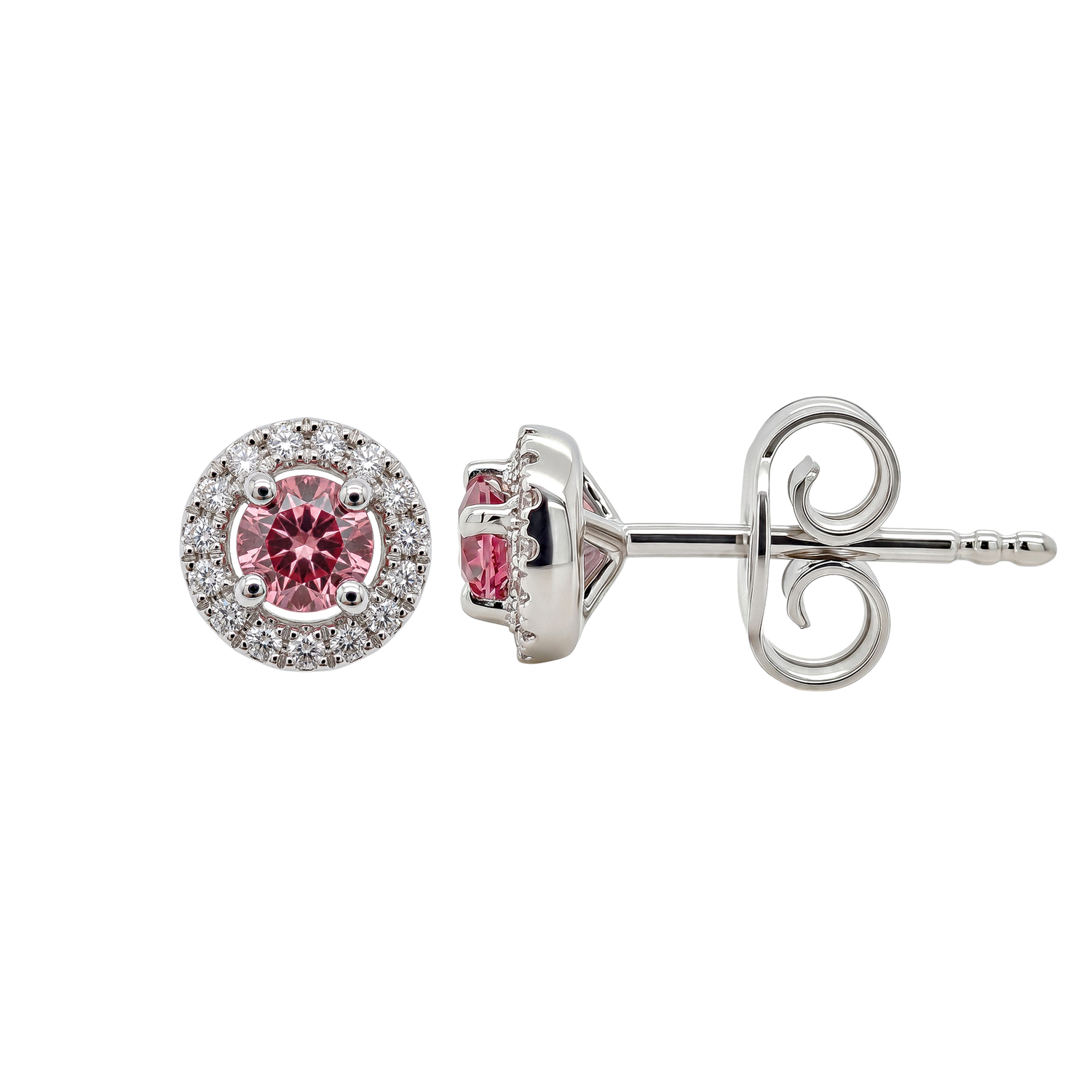 Boucles D’Oreilles Puces  - Tourmaline Rose De Namibie