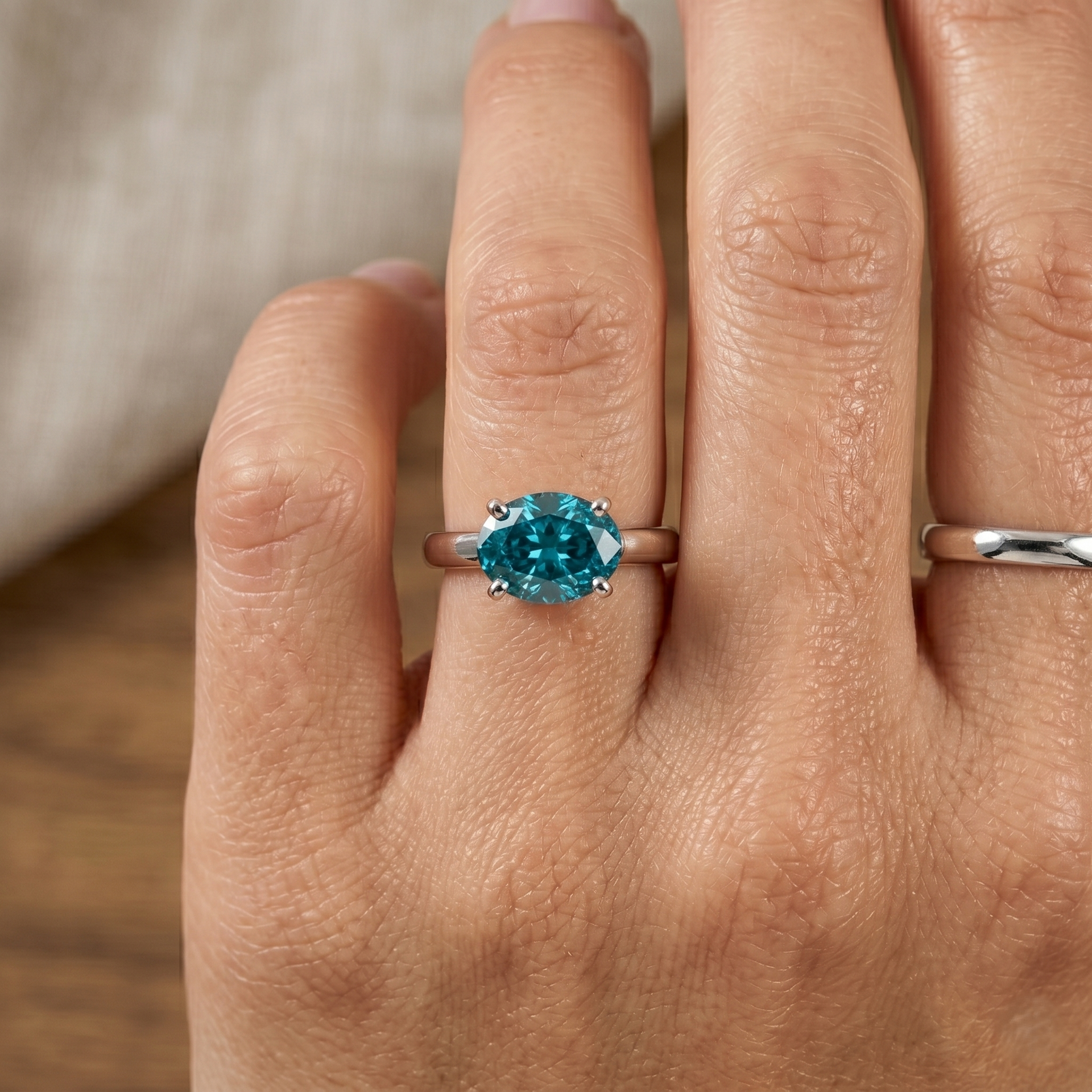 Bague Solitaire - Tourmaline Bleue De Namibie