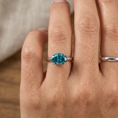 Bague Solitaire - Tourmaline Bleue De Namibie