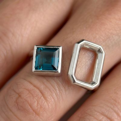 Bague Ouverte - Tourmaline Bleue De Namibie