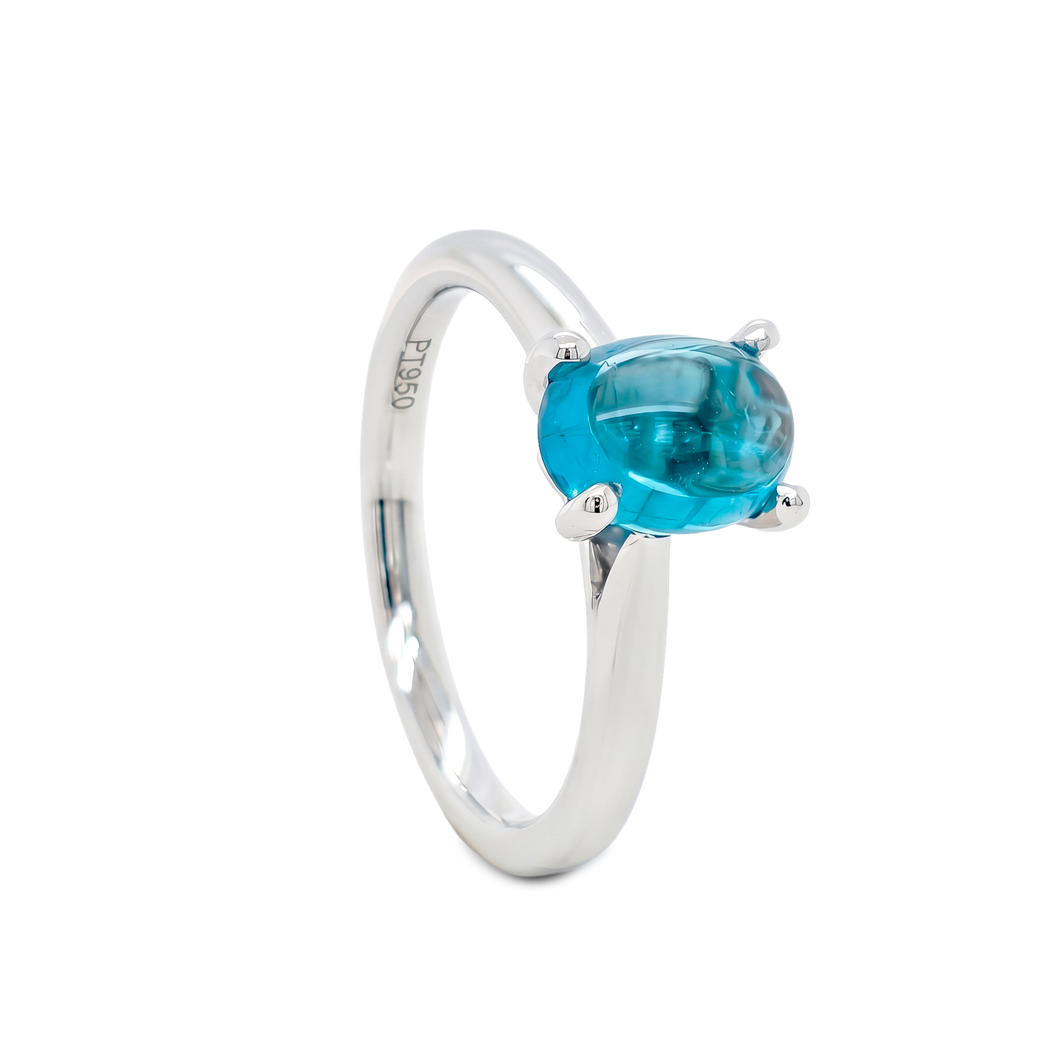 Bague - Tourmaline Bleu Cabochon Du Brésil Bague - Tourmaline Bleu Cabochon Du Brésil