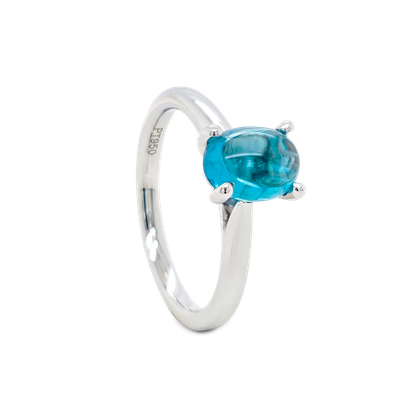 Bague - Tourmaline Bleu Cabochon Du Brésil