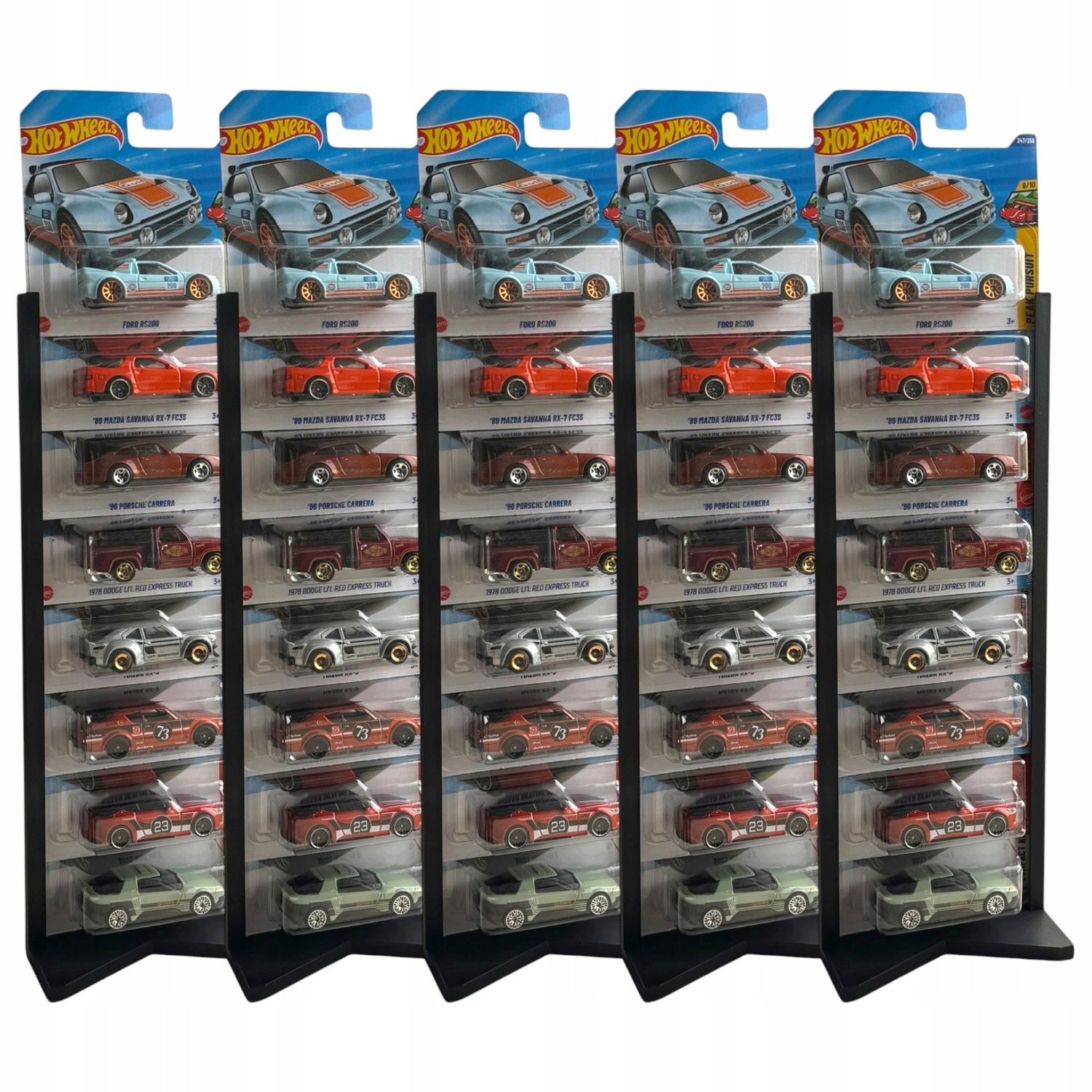 Zestaw 5 stojaków na 8 samochodzików 1:64 kompatybilnych z Hot Wheels