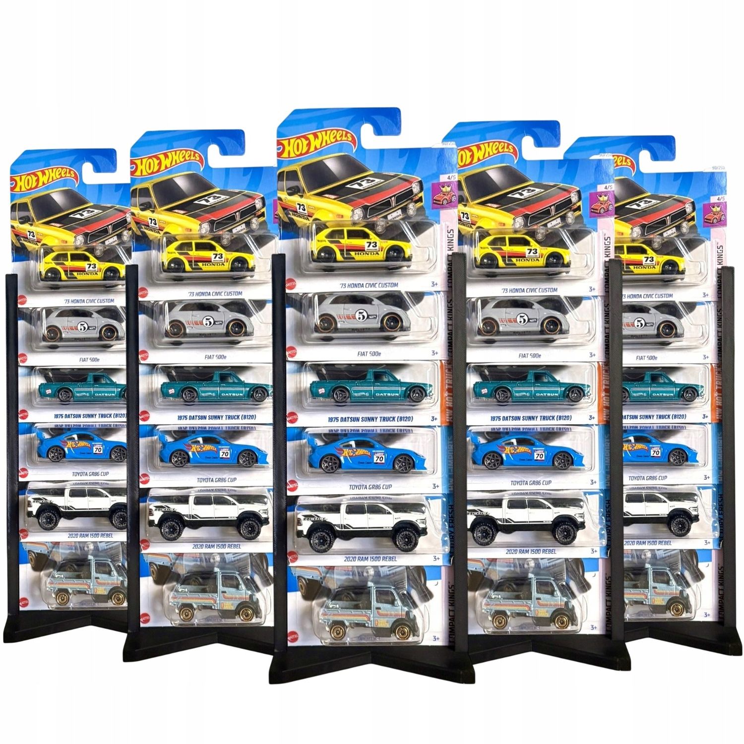 Zestaw 5 stojaków na 6 samochodzików 1:64 kompatybilnych z Hot Wheels