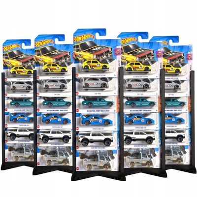 Zestaw 5 stojaków na 6 samochodzików 1:64 kompatybilnych z Hot Wheels