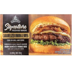 Farm Boy™ Signature Frozen Beef Burger Caramelized Onion &amp; Swiss 720 g