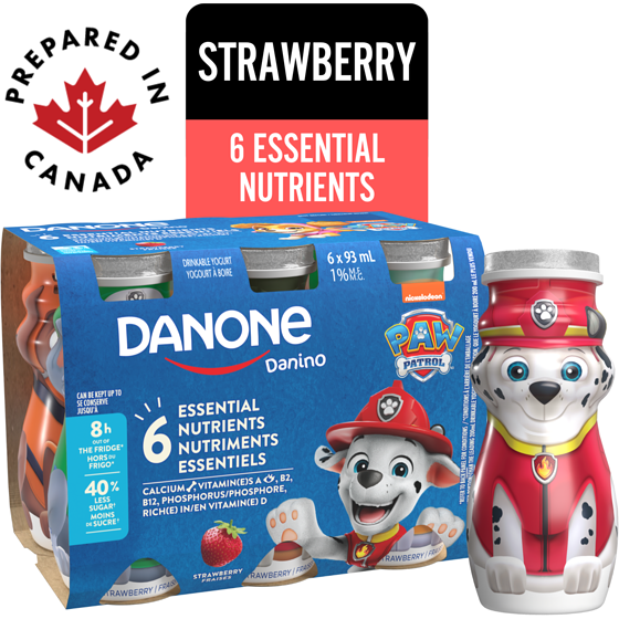 Danone Danino Strawberry Flavoured Drinkable Yogurt, 6 bottles