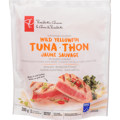 President&#39;s Choice Wild Yellowfin Tuna Skinless Boneless Steaks, Sustainably Sourced 280g
