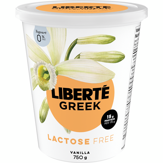 Liberte Greek 0% Lactose Free Yogurt, Vanilla, High Protein
