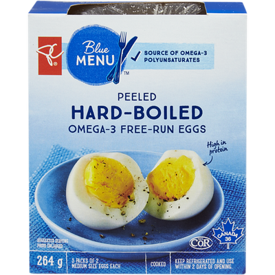 PC Blue Menu Blue Menu Peeled Hard Boiled Omega-3 Free Run Eggs