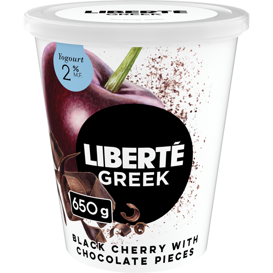 Liberte Greek Stracciatella 2% Yogurt, Cherry with Chocolate Shavings, High Protein