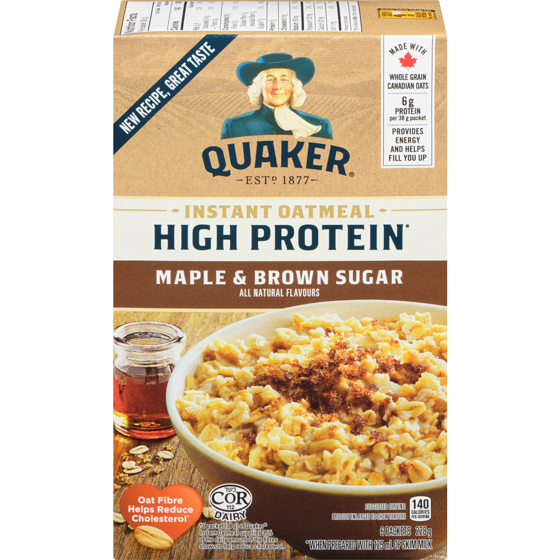 Quaker High Protein Maple &amp; Brown Sugar Flavour Instant Oatmeal