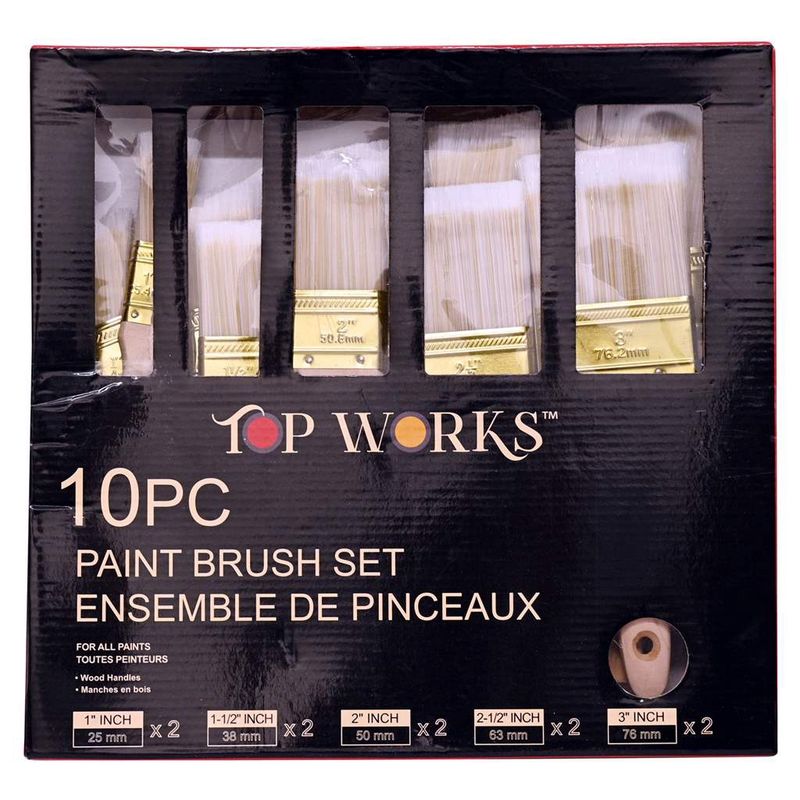 10 PC Paint Brush Set Wood Handle