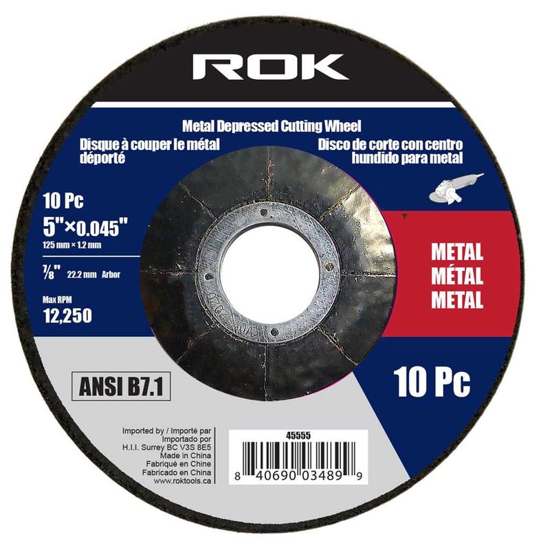 10 PC 5&quot; x 0.045&quot; Metal Cut-off Wheel - Flat