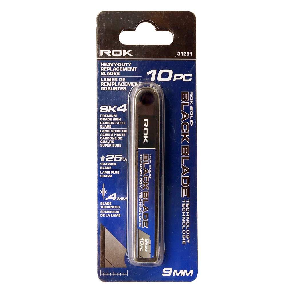 10 PC 9 mm ROK BLACK BLADE HD Replacement Blades