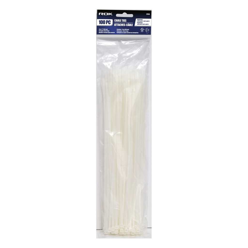 100 PC 12&quot; Cable Ties- Clear