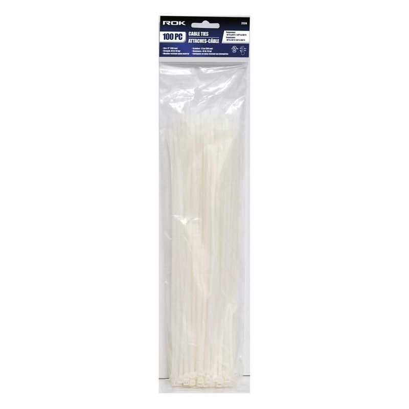 100 PC 12&quot; Cable Ties- Clear