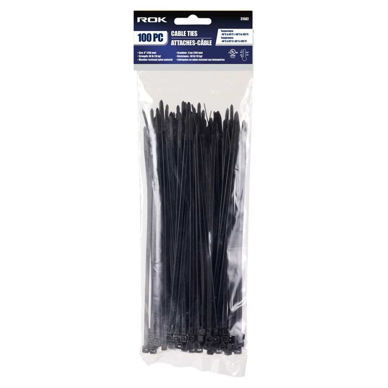 100 PC 8&quot; Cable Ties- Black