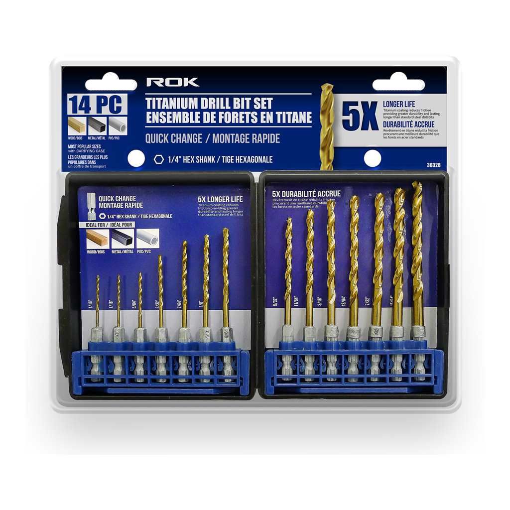 14 PC Hex Shank Titanium Drill Bit Set