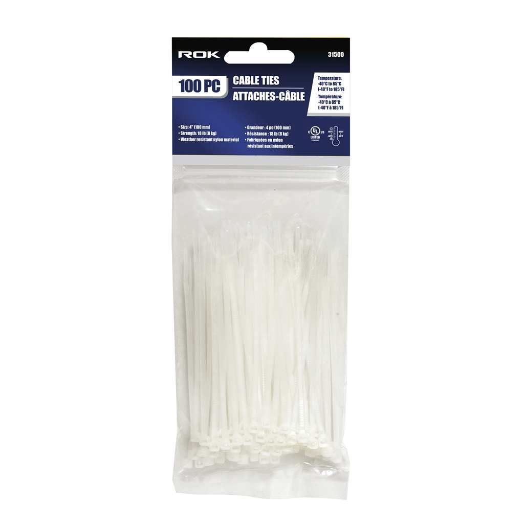 100 PC 4&quot; Cable Ties-Clear