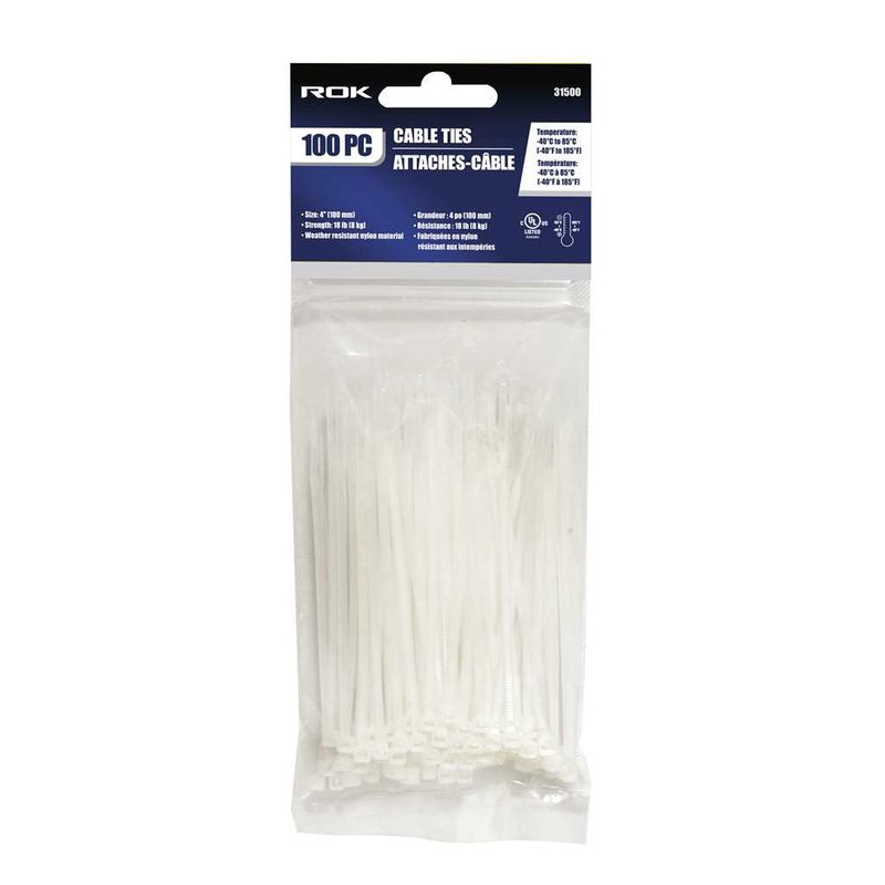 100 PC 4&quot; Cable Ties-Clear