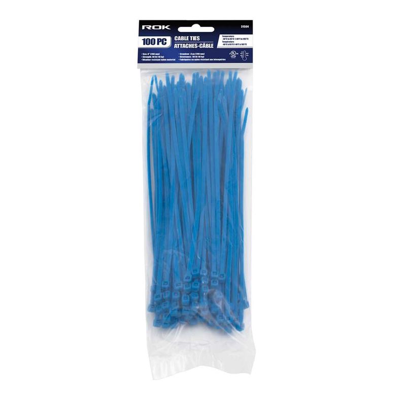 100 PC 8&quot; Cable Ties- Blue