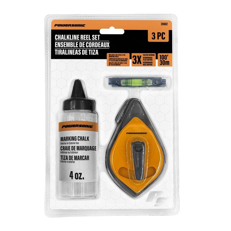 3 PC Chalk line Reel Set