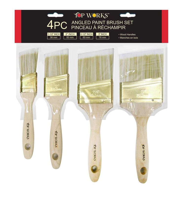 4 PC Angled Paint Brush Set