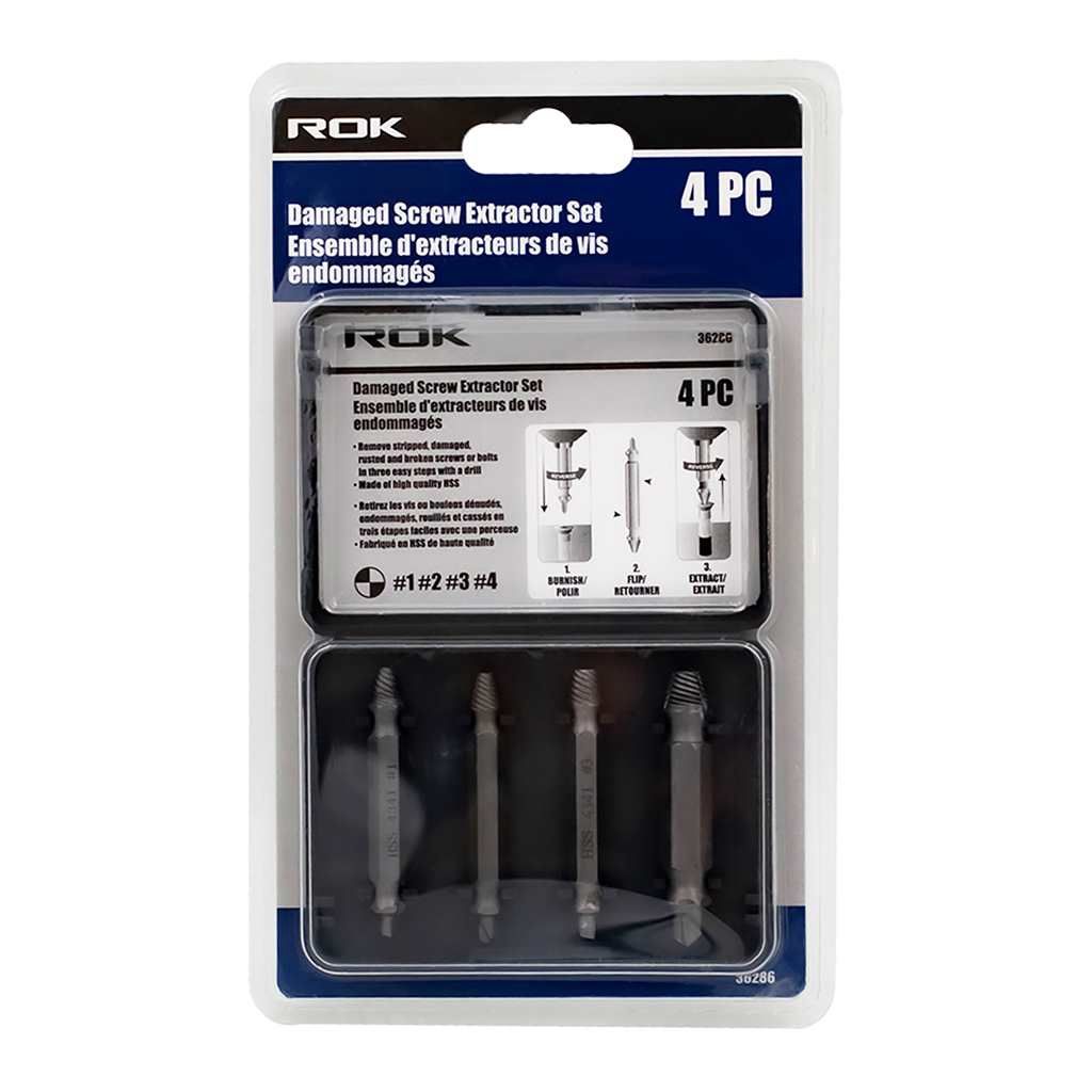 4 PC Damaged Screw Extractor Set