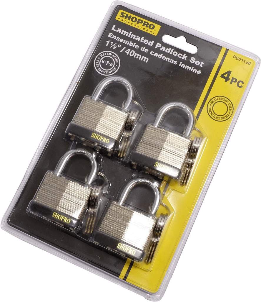4 PC 1-1/2&quot; (40 MM) Laminated Padlocks