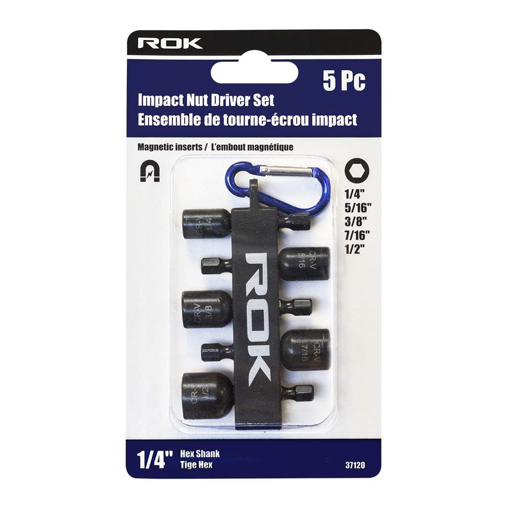 5 PC Impact Magnetic Nut Driver Set